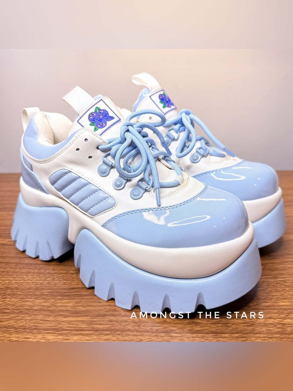 Koi Blueberry Smoothie Tutti Fruitti Blue & White Chunky Platform Sneakers